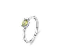 Anillo para mujer, anillo de oro blanco sencillo de 14 quilates, diseño elegante con solitario ovalado peridoto de 0,5 quilates, talla 47 (15.0)
