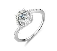 Anillo para mujer, anillo de promesa de mejor amiga, 4 puntas, 1 quilate, redondo, moissanita, regalos únicos para mujer