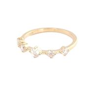 Anillo para mujer, anillo de promesa redondo con moissanita de oro amarillo, regalos únicos para amigas y mujeres, H 1/2, Oro amarillo de 9 quilates, Moissanita