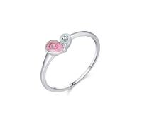 Anillo para mujer, anillos a juego con gotas de agua con morganita fabricada en oro blanco, Oro blanco de 14 quilates, Morganita manufacturada