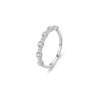 Anillo para mujer, anillos para mujer, conjunto de diseño de fila simple con moissanite redondo de 0,1 quilates, oro blanco y platino, talla 62 (19.7)