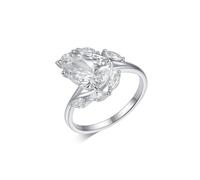 Anillo para mujer con dedo índice, anillo de compromiso con gotitas de 4 quilates de moissanita, oro blanco de 18 quilates, talla 50 (15,9)