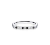 Anillo para mujer con ónix y diamantes sintéticos, plata de 18 quilates, oro blanco de 18 quilates, talla 49 (15,6)