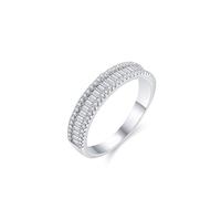 Anillo para mujer con pulgar, propuesta de matrimonio, elegante diseño de filas con moissanite redondo rectangular de 14 quilates, oro blanco de 14 quilates, talla 50 (15,9)