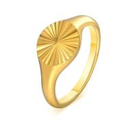 Anillo para mujer de acero inoxidable pulido de alto brillo con patrón geométrico de 9,6 mm, oro, Sin piedras preciosas