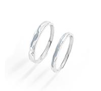 Anillo para mujer de plata ancha, anillo para hombre de plata 925 Río con luces de pareja ajustable