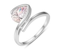 Anillo para mujer delicado, anillos para mujer, gotas de agua frescas con moissanite de 1,5 quilates de oro blanco de 9 quilates, talla 60 (19,1)