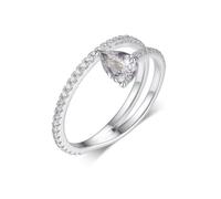 Anillo para mujer, diseño minimalista, gotitas de oro blanco con moissanita de 0,8 quilates y platino 950, talla 63 (20,1)
