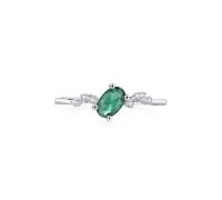 Anillo para mujer, diseño sencillo, ovalado de 4 puntas, 0,5 quilates, esmeralda y moissanita, oro blanco y platino, talla 49 (15,6)