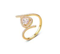 Anillo para mujer, elegante, moderno, gotitas con moissanite de 0,8 quilates, oro amarillo de 18 quilates, talla 45 (14,3)