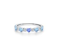 Anillo para mujer, estilo vintage, propuesta de matrimonio, con zafiro y topacio creado en el corazón, plata de 9 quilates, oro blanco de 9 quilates, talla 62 (19,7)