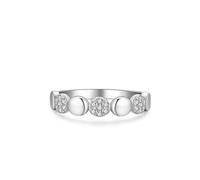 Anillo para mujer Love, anillo de boda gótico de plata con forma redonda de diamante creado en laboratorio Pt950 y oro blanco, V 1/2, Oro blanco de 9 quilates, Diamante sintético