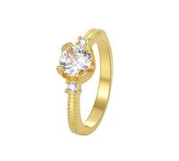 Anillo para mujer, moderno, anillo vintage con forma redonda, moissanita, oro amarillo, regalos para amigas y mujeres únicos, H 1/2, Oro amarillo de 9 quilates, Moissanita