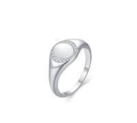 Anillo para mujer vintage, anillos para mujer, conjunto de círculos, plata con diamante de laboratorio, oro blanco de 9 quilates, talla 56 (17,8)