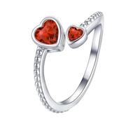 Anillo para niñas con piedra natal de ley 925 para mujer, ajustable, con corazón abierto, para cumpleaños, joyería para adolescentes, niñas, A, Aleación de aluminio, Sin piedras preciosas