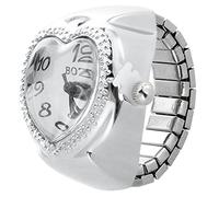 Anillo para reloj de corazón de metal, color plata, 22 mm, plata