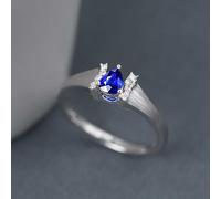 Anillo para su novio alianza mujer zafiro oro blanco 9K/14K/18K gota de agua con zafiro y diamante de 0,35 ct talla sólida no chapada Prime para tía graduación joyería, 50, Oro blanco de 18 quilates