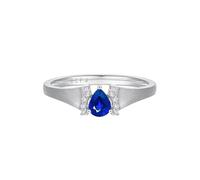 Anillo para su novio alianza mujer zafiro oro blanco 9K/14K/18K gota de agua con zafiro y diamante de 0,35 ct talla sólida no chapada Prime para tía graduación joyería, 50, Oro blanco de 9 quilates