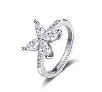 Anillo para una boda, anillo de Fiancaille oro blanco plata 14 quilates Moissanite con una piedra preciosa en forma de marquesa talla hermana para lesbiana cumpleaños joyas, 52.5, Oro blanco de 14