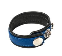 Anillo pene de cuero, ajustable con hanky code - azul