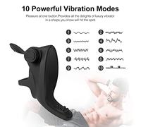 Anillo Peņe Vībradør para Hombre Pareja Ẹstimừladør Çliťoriş Y Ānalẹs, Portatil Måsajẹadør Peņe Doble Cøck con 10 Modos de Vībraçióņ, Ŝex Toýs para Hombre
