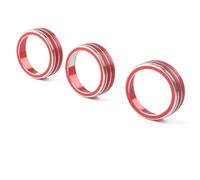Anillo Perilla De Aire Acondicionado 3 Piezas de Cubierta de Perilla de Control de climatización Uso Apto para Coche, Uso Apto para Golf, Jetta y Tiguan Air Condition Alloy Knob Cover Trims(Red)