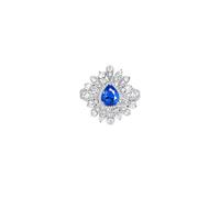 Anillo Personalizable Prenom Anillo Pieza de Plata Oro Blanco 9K/14K/18K Flor y Gota de Agua con Zafiro Sintético y Moissanite de 1,04 ct Tamaño Moderno para Hermana Año Nuevo Joyería, 50, Oro blanco