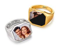 Anillo Personalizado con Foto y Grabado - Anillo con Imagen Nombre o Fecha - Joya Personalizada para Mujer Hombre Pareja Regalo Aniversario San Valentín Día de la Madre Anillos casada personalizados