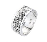 Anillo Plata De Ley 925 Mujer Anillo De Plata Con Nudo Celta Retro Para Hombre Y Mujer Banda Gruesa Con Relieve Unisex Cuerda Trenzada Anillo De Eternidad Para Boda Joyería Con Caja De Regalo.