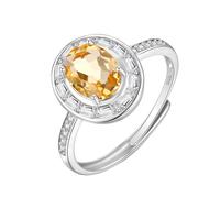 Anillo plata de ley 925 mujer Silver Rings For Women vintage Natural Gemstone Topaz Citrine Ruby Solitaire Rings 14K Gold Plated Engagement Eternity Band Adjustable Anniversary Wedding Band For Her Gi