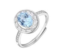 Anillo plata de ley 925 mujer Silver Rings For Women vintage Natural Gemstone Topaz Citrine Ruby Solitaire Rings 14K Gold Plated Engagement Eternity Band Adjustable Anniversary Wedding Band For Her Gi