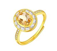 Anillo plata de ley 925 mujer Silver Rings For Women vintage Natural Gemstone Topaz Citrine Ruby Solitaire Rings 14K Gold Plated Engagement Eternity Band Adjustable Anniversary Wedding Band For Her Gi