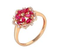 Anillo Prenom Personalizado Anillo Anillo Rosa Oro 18 Quilates Rubí Creado en Laboratorio Ahuecado con Rubí Rojo y Diamante de 1.1 CT Tamaño Sólido No Chapado Moda para Hombres Navidad Joyería, 47.5