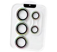 Anillo protector de metal original para cámara Samsung Galaxy S23 S24 y S25 Ultra Plus con película protectora de lente de flash y pegamento impermeable (s23/s23 plus,Glitter rainbow)