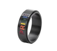 Anillo pulido para hombre y mujer, acero inoxidable, con patrón giratorio del orgullo LGBT de 8 mm, Sin piedras preciosas