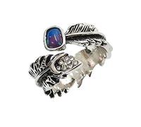 Anillo punk de piedra con personalidad creativa, diseño de plumas para hombres y mujeres, Verstellbar
