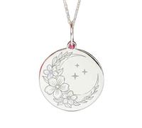 Anillo redondo de con grabado floral en forma de media luna |LK_NLC_02411 | plated 28mm round mythical phoenix medallion with 18 inch cable chain rebirth strength symbol jewelry