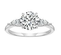 Anillo redondo de plata de ley con circonita cortada en hielo para mujer, American yard 5 yards, Metal