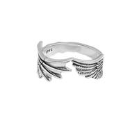 Anillo retro de ángeles y anillos de moda con personalidad para hombres, anillo abierto, anillo antitailandés, alas de plata para mujeres, juego de figuras de anillos, talla única, Metal, Sin piedra