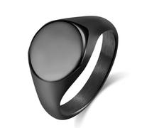 Anillo sellado brillante acero titanio simple, anillo acero inoxidable con sello brillante escandinavo