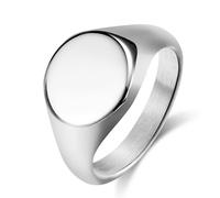 Anillo sellado brillante acero titanio simple, anillo acero inoxidable con sello brillante escandinavo