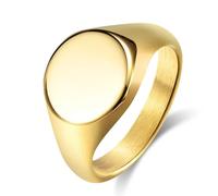 Anillo sellado brillante acero titanio simple, anillo acero inoxidable con sello brillante escandinavo