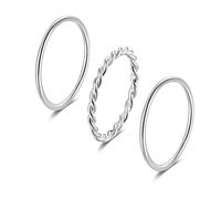 Anillo SILBERTALE para mujer, hombre, plata 925 para nudillos para mujer, banda fina, cuerda, joyería meñique apilable, regalo
