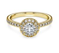 Anillo solitario con halo Eternity, Diamantes creados en laboratorio (peso total de 0,8 quilate), Forma redonda, Oro amarillo de 18 quilates 58