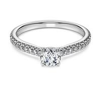 Anillo solitario Eternity, Diamantes creados en laboratorio (peso total de 0,7 quilate), Forma redonda, Oro blanco de 18 quilates 50