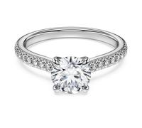 Anillo solitario Eternity, Diamantes creados en laboratorio (peso total de 1,2 quilate), Forma redonda, Oro blanco de 18 quilates 58