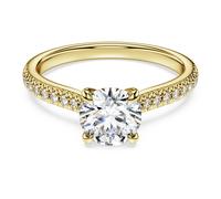 Anillo solitario Eternity, Diamantes creados en laboratorio (peso total de 1,2 quilate), Forma redonda, Oro amarillo de 18 quilates 60