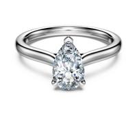 Anillo solitario Eternity, Diamantes creados en laboratorio (peso total de 1 quilate), Forma de pera, Oro blanco de 18 quilates 50