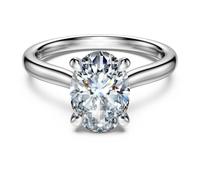Anillo solitario Eternity, Diamantes creados en laboratorio (peso total de 2 quilate), Forma ovalada, Oro blanco de 18 quilates 50