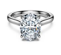 Anillo solitario Eternity, Diamantes creados en laboratorio (peso total de 3 quilate), Forma ovalada, Oro blanco de 18 quilates 53